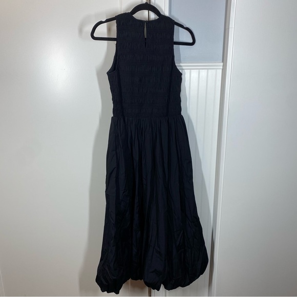 Madewell true black The Melody Bubble-Hem Smocked Midi Dress in Poplin small nwt - Picture 9 of 10